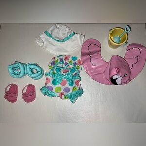 American Girl Bitty Baby Polka Dot Beach Set with Flamingo Float